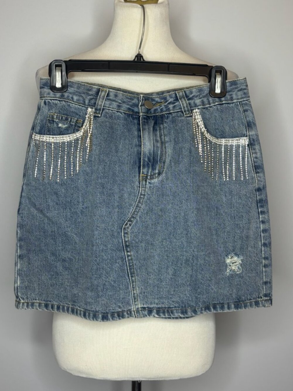Cloud Ten - Blue Mini Skirt w/Rhinestone Tassels